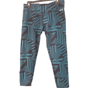 Calvin Klein Performance Wick Black  and Green Geometric Design Leggings Size XL